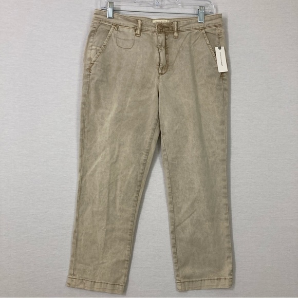 New Anthropologie Chino Beige/Cream Acid Wash Slim Ankle Jeans size 28 - Picture 1 of 10